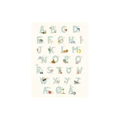 Alfabet Blå dansk plakat