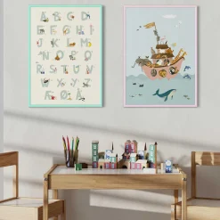 Alfabet Blå dansk plakat