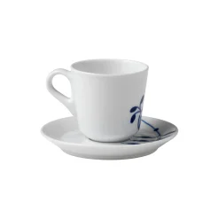 Blå Mega Riflet espressokop med underkop 9 cl