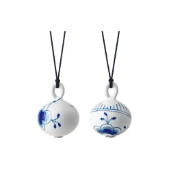 Blå Mega Riflet julekugle 2 stk.