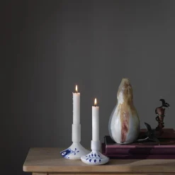 Blå Mega Riflet lysestager 12 cm