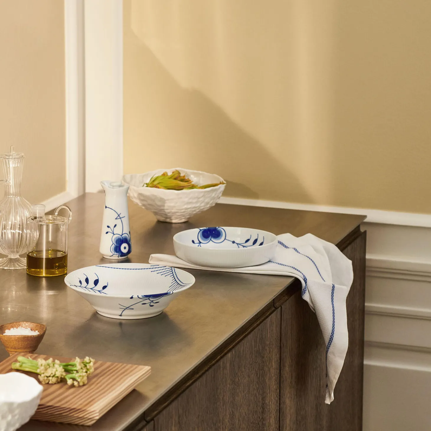 Blå Mega Riflet olie- og eddikeflaske 33 cl