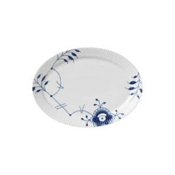 Blå Mega Riflet oval tallerken 28 cm