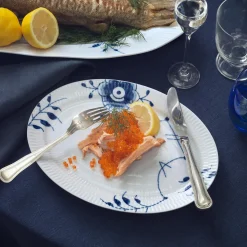 Blå Mega Riflet oval tallerken 28 cm