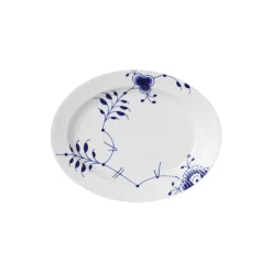 Blå Mega Riflet Ovalt Fad 30,5 cm