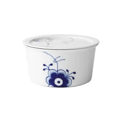 Blå Mega Riflet skål med låg 100 cl