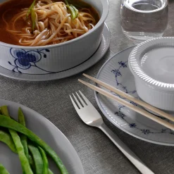 Blå Mega Riflet skål med låg 145 cl