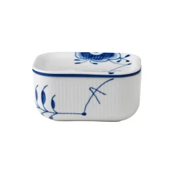 Blå Mega Riflet smørskål med låg