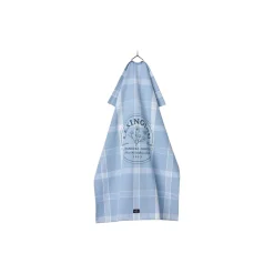 Botanical Checked Organic Cotton Kitchen Towel, blue/white