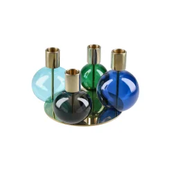 Bubble 4-armet lysestage, blå/grøn/smoke