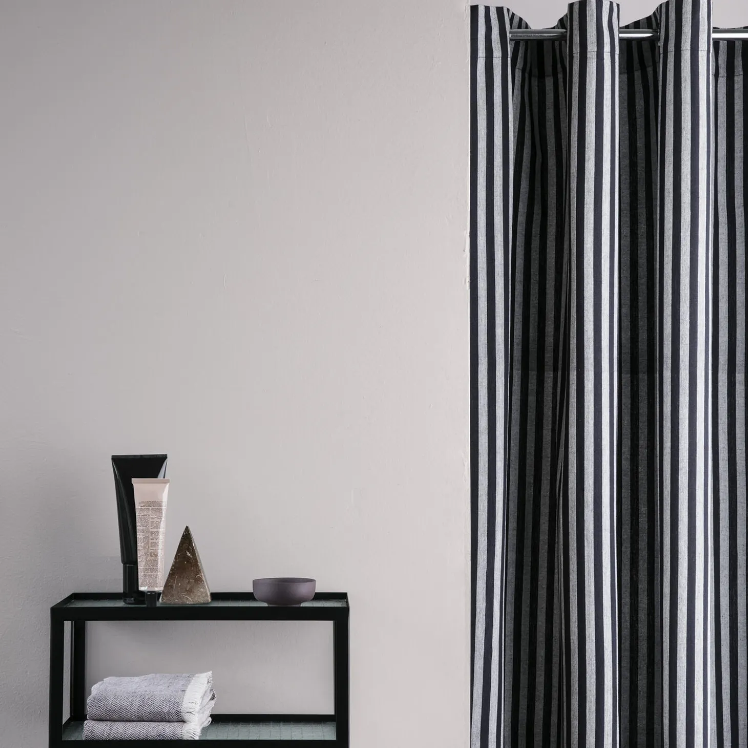 Chambray Shower Curtain, striped