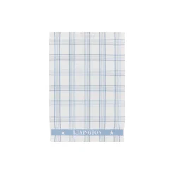 Checked Organic Cotton Terry Kitchen Towel, white/blue