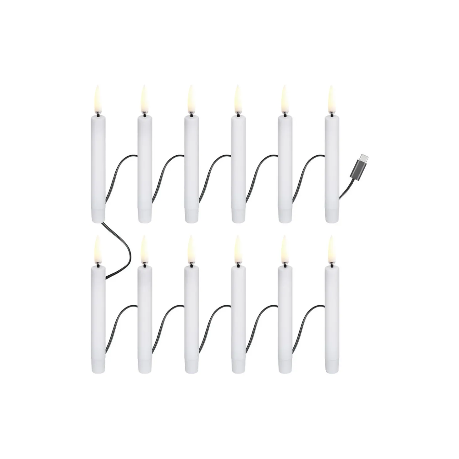 Christmas string 12 candles USB-C, white