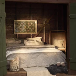 Cotton Sateen Bed Set, stone/white/beige