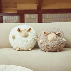 Cute Sheep rund pude Ø 34 cm, white/beige