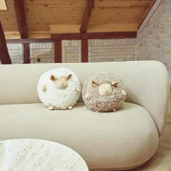 Cute Sheep rund pude Ø 34 cm, taupe