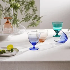 Flow glas på fod, mørk blå