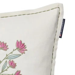 Flowers Bloom Linen/Cotton Cushion Cover, white/eucalyptus/pink