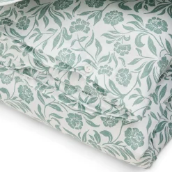 Flowers Cotton Sateen Bed Set, white/eucalyptus