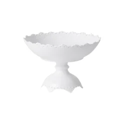 Hvid Riflet Helblonde Skål på fod