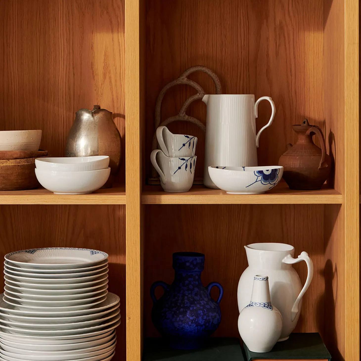 Hvid Riflet oval skål 37 cl, 2 stk