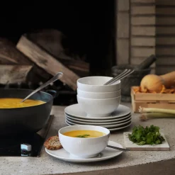 Hvid Riflet skål 73 cl