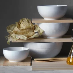 Hvid Riflet skål 110 cl