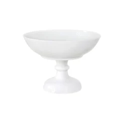 Hvid Riflet skål på fod 80 cl