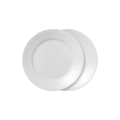 Hvid Riflet tallerken 22 cm 2-pak
