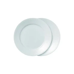 Hvid Riflet tallerken 22 cm 2-pak
