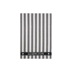Icons Cotton Twill Waffle Striped Kitchen Towel, black/white