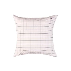 Icons White/Beige/Navy Checked Cotton Poplin Pillowcase, white/beige/navy