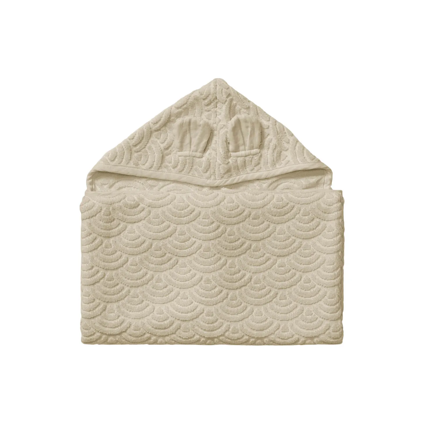 Junior håndklæde med hætte og ører, almond