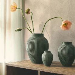 Knabstrup vase ripple, mat celadon green