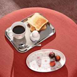 Koral Musselmalet Halvblonde asiet oval 23,5 cm