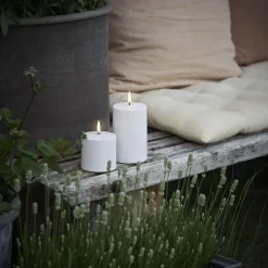 LED Outdoor Pillar Candle 13 cm, white