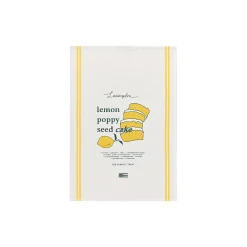 Lemon Poppy Organic Cotton Kitchen Towel, white/yellow