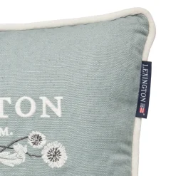 Logo Linen/Cotton Pillow, eucalyptus/white