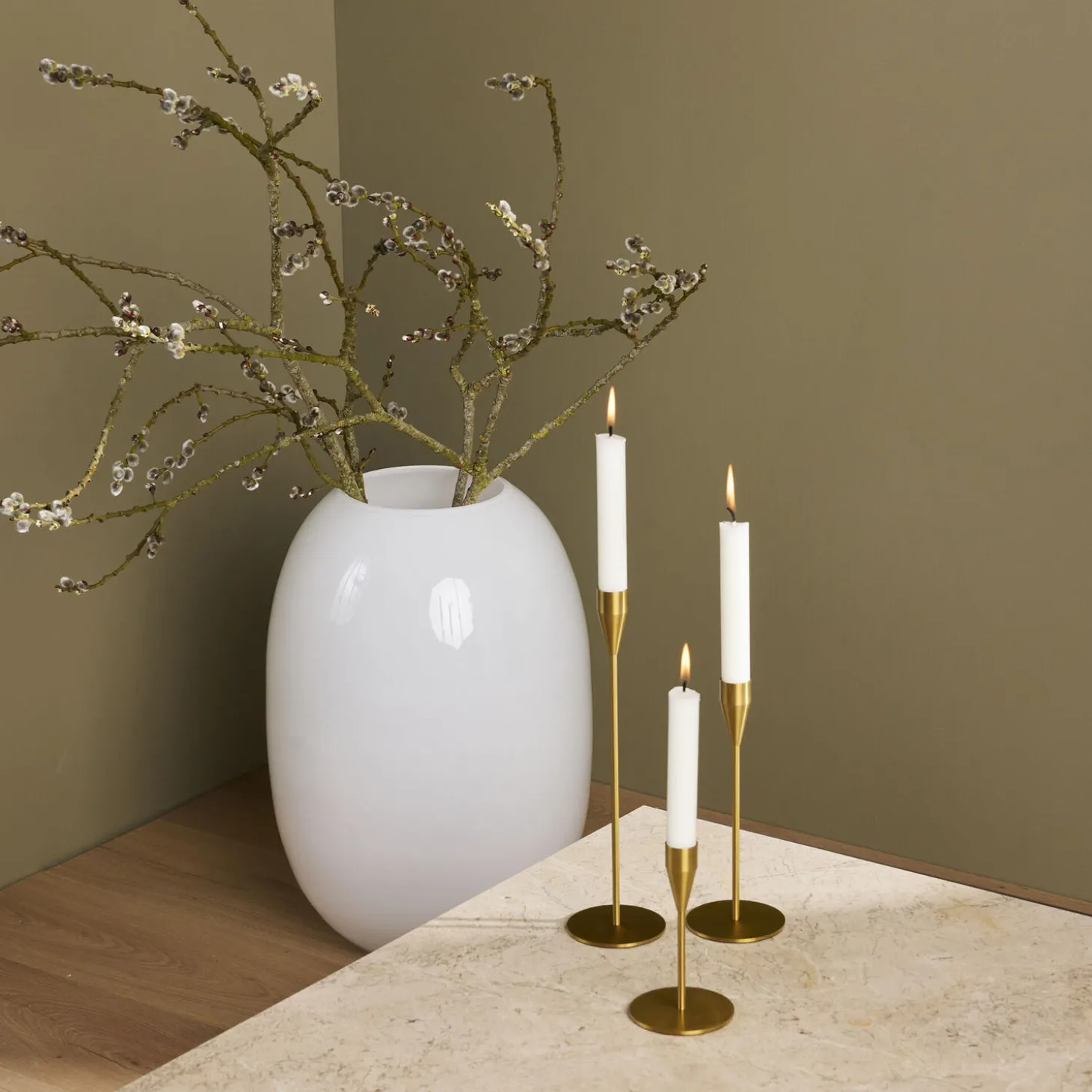 Mars lysestage 14 cm, messing