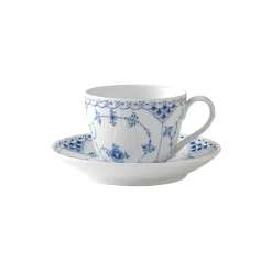 Musselmalet Halvblonde kop med underkop 20 cl