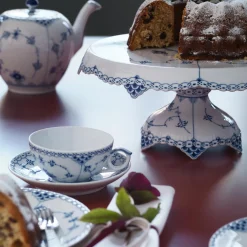 Musselmalet Halvblonde kop med underkop 20 cl