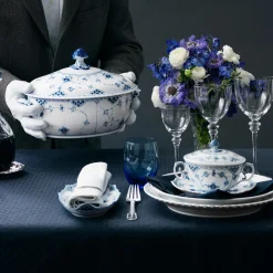 Musselmalet Halvblonde terrin med låg 200 cl