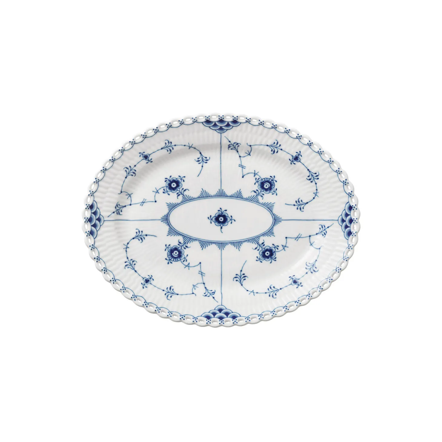 Musselmalet Helblonde fad ovalt