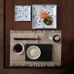 Musselmalet Helblonde lille firkantet fad 14 cm