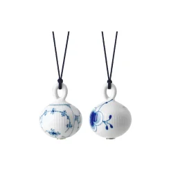 Musselmalet Riflet & Blå Mega Riflet julekugle 2 stk.