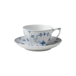 Musselmalet Riflet kop med underkop 28 cl