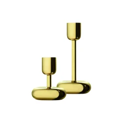 Nappula lysestage sæt, messing