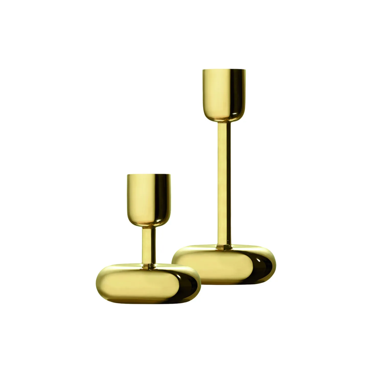 Nappula lysestage sæt, messing