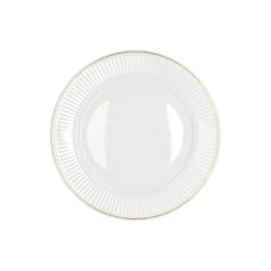 Plissé flad tallerken Ø 28 cm, hvid/guld