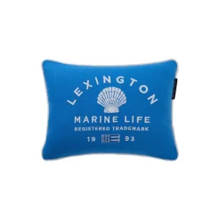 Pude i økologisk bomuldslærred med marineliv, blue/white